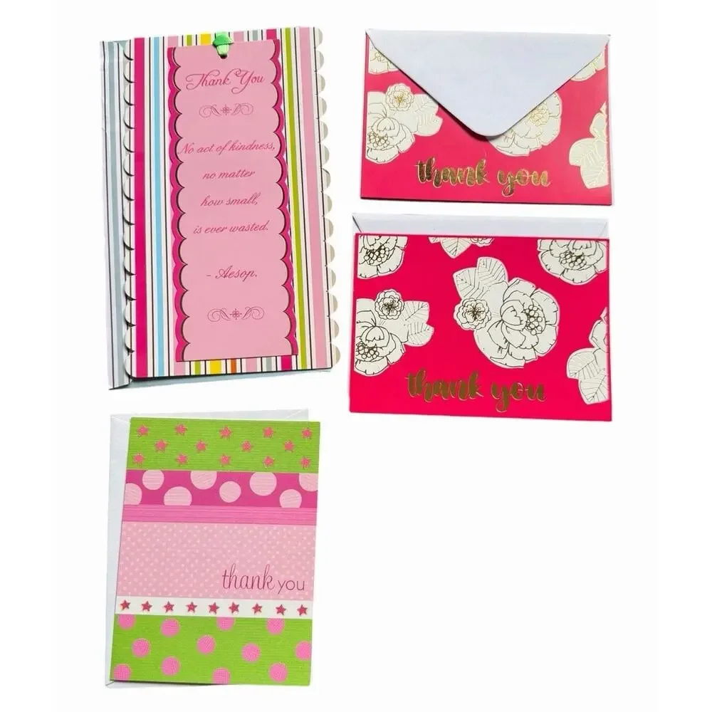 Thank You Card Bundle Snoopy Floral Modern Blank Greeting Cards Envelopes Lot
